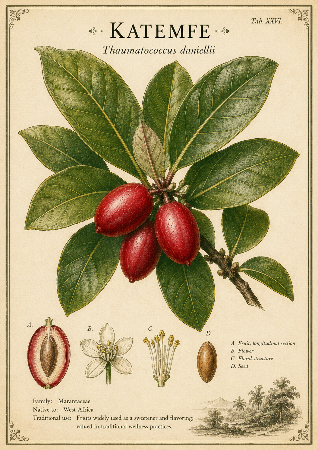 Katemfe botanical illustration